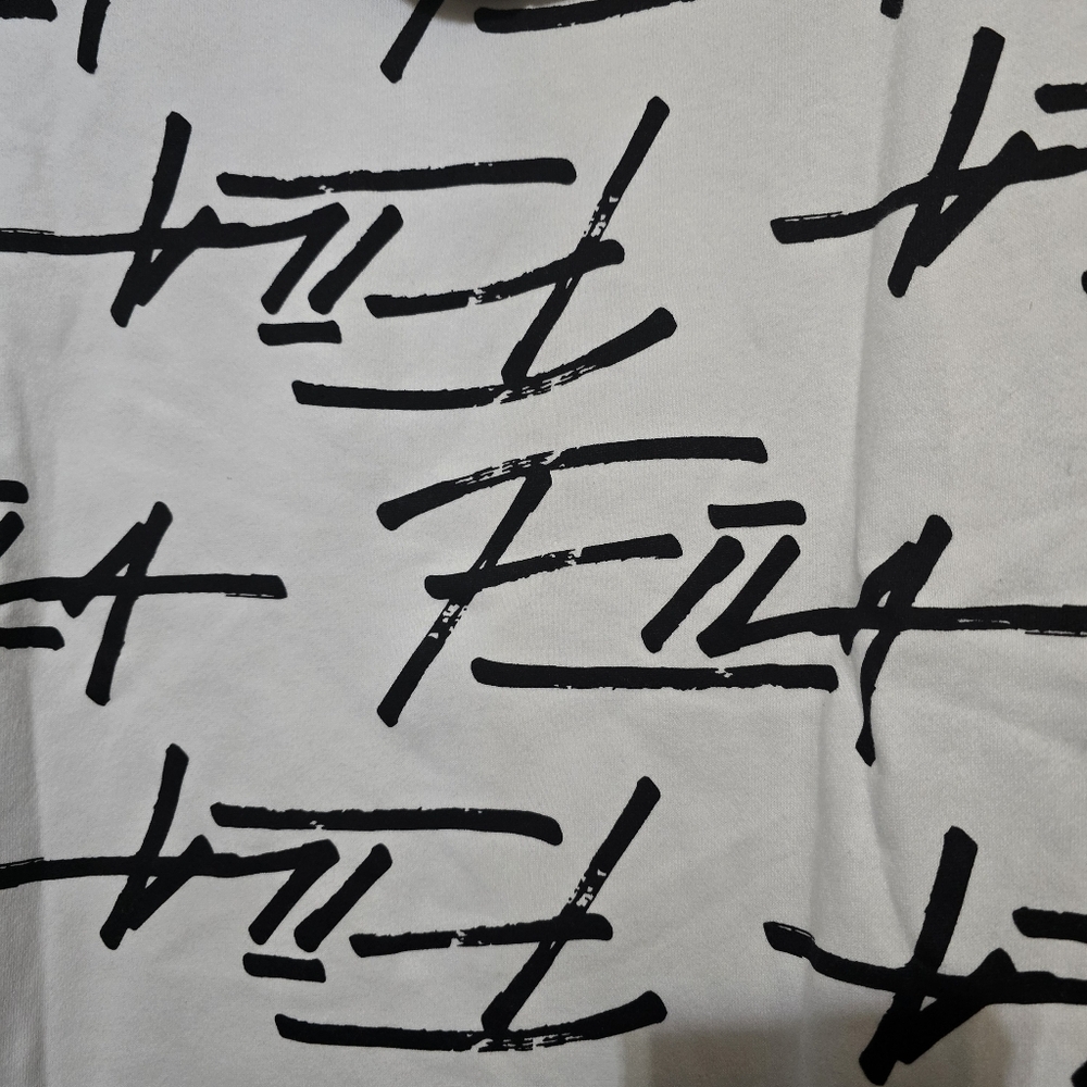 Fila Heritage Men's White Hoodie W Black Logo Pattern All Over - Size Medium - Picture 8 of 10
